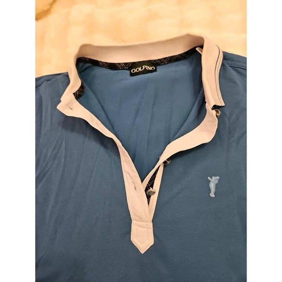 GOLFINO Womens Size 8 Teal W/ White Collar 3/4 Sleeve Polo Shirt Golf - Picture 2 of 8